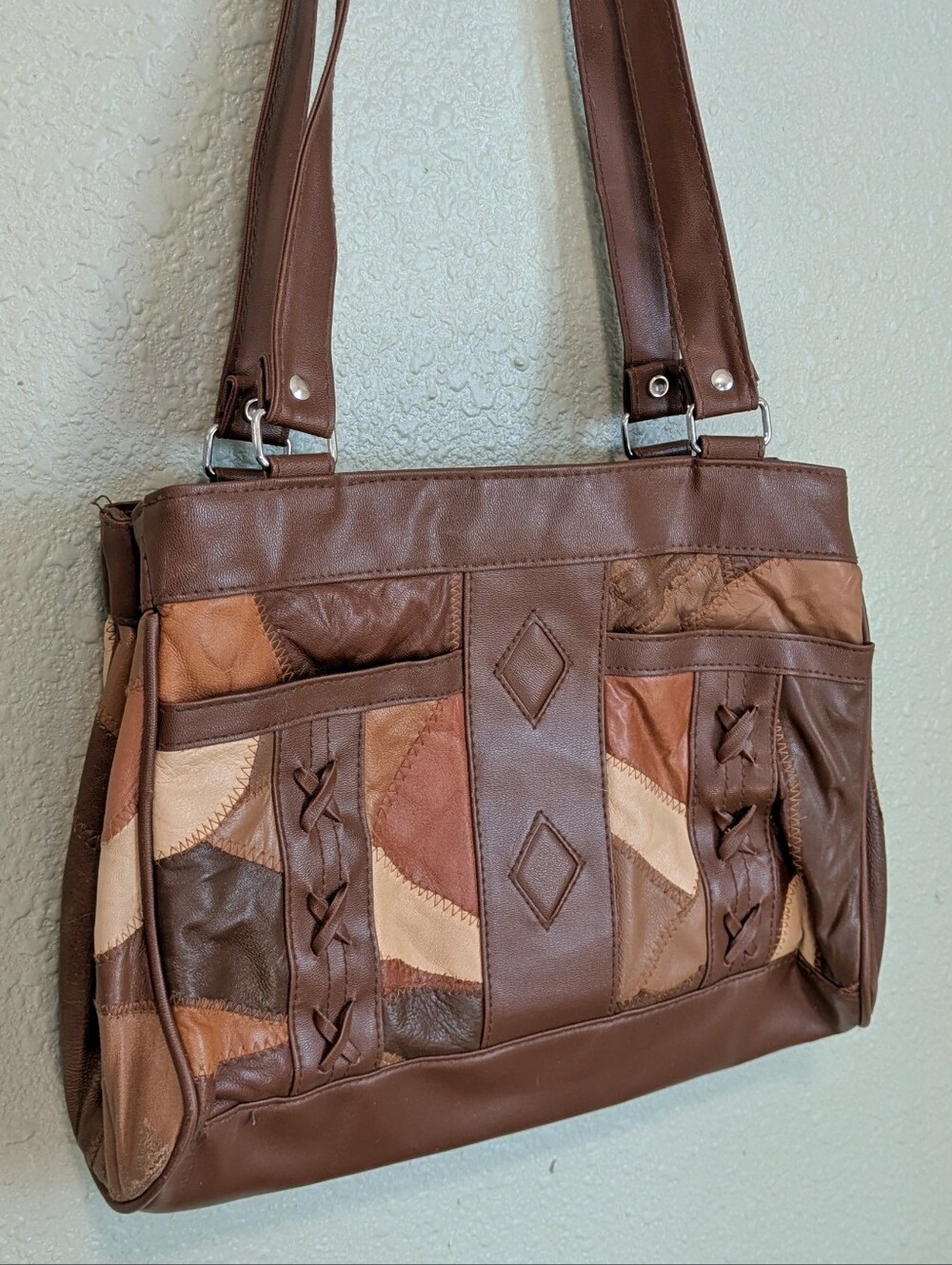 Boho Brown Patchwork Leather Shoulder Bag